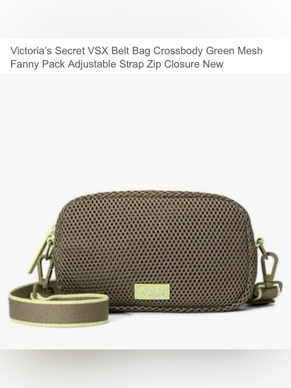 Victoria's Secret VSX Belt Bag Crossbody Green Mesh Fanny Pack